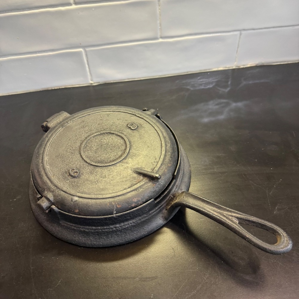 Cast Iron Waffle Iron No 8 Black Antique High Base Stovetop Waffle Maker